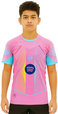 BUGOAT Boys & Girls Printed Polyester Regular T Shirt(Pink, Pack of 1)