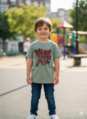 mahakal fashion Boys Printed Lyocell Regular T Shirt(Green, Pack of 2)