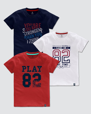 Codez Boys Printed Cotton Blend Regular T Shirt(Multicolor, Pack of 3)