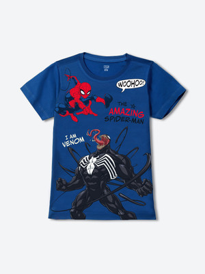 WEAR YOUR MIND Boys Graphic Print Cotton Blend Regular T Shirt(Blue, Pack of 1)