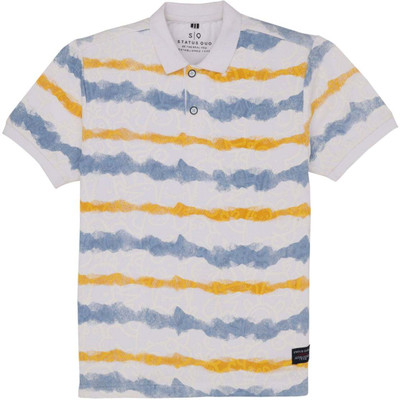 Status Quo Boys Printed Elastane, Cotton Blend Regular T Shirt(Gold, Pack of 1)