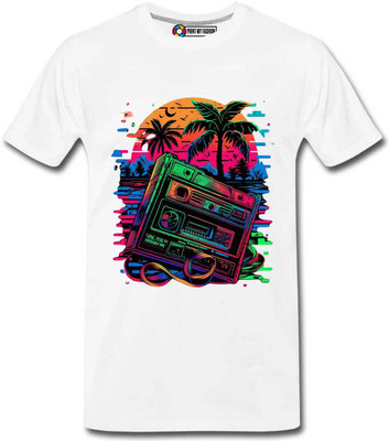 Print My Fashion Boys Printed Cotton Blend Regular T Shirt(White, Pack of 1)