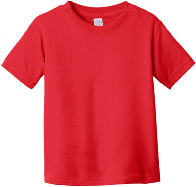 ORATEIS TREND Boys & Girls Solid Polyester Regular T Shirt(Red, Pack of 1)