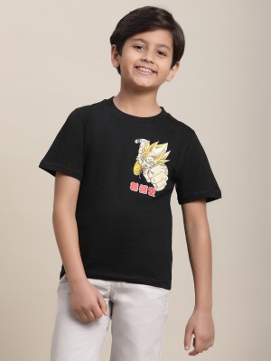 kidsville Boys Graphic Print Cotton Blend T Shirt(Black, Pack of 1)