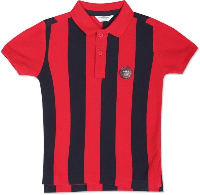 U.S. POLO ASSN. Boys Striped Pure Cotton T Shirt(Red, Pack of 1)