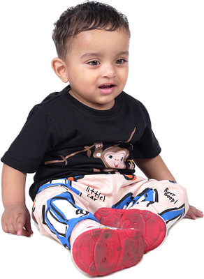 Yellowtoons Baby Girls Printed Cotton Blend Regular T Shirt(Multicolor, Pack of 1)