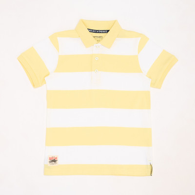 Pantaloons Junior Boys Striped Cotton Blend Regular T Shirt(Green, Pack of 1)