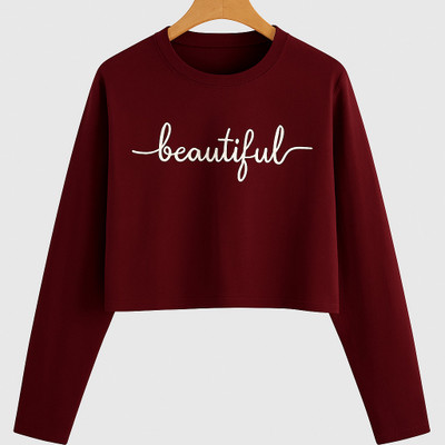 Prinsoo Girls Casual Cotton Blend Crop Top(Maroon, Pack of 1)