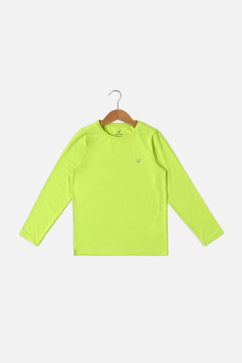 Allen Solly Boys Solid Polyester Regular T Shirt(Green, Pack of 1)