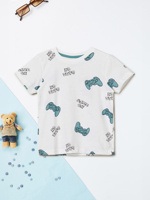 MAX Boys Printed Pure Cotton Regular T Shirt(Multicolor, Pack of 1)