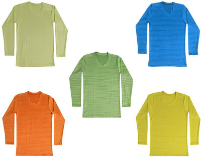 KAVYA Boys Solid Polyester Regular T Shirt(Multicolor, Pack of 5)