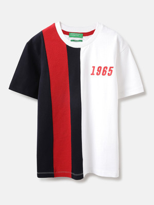 United Colors of Benetton Boys Colorblock Pure Cotton Regular T Shirt(Multicolor, Pack of 1)