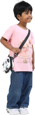 estuna Girls Graphic Print Pure Cotton Regular T Shirt(Pink, Pack of 1)