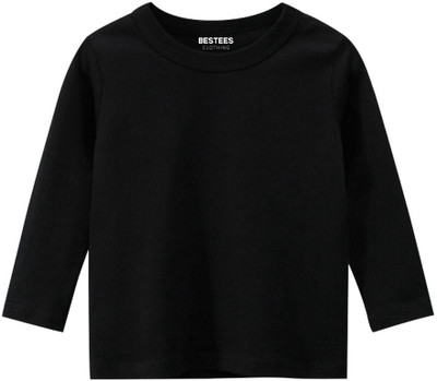 BESTEESCLOTHING Boys Solid Pure Cotton Regular T Shirt(Black, Pack of 1)