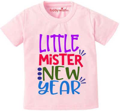Babywish Boys & Girls Typography, Printed Cotton Blend Regular T Shirt(Multicolor, Pack of 1)