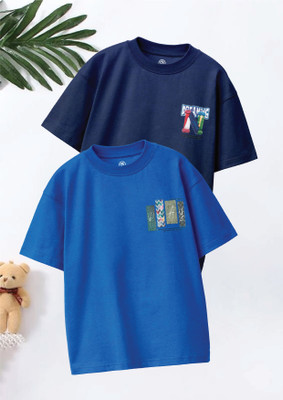 Codez Boys Graphic Print Pure Cotton Oversized T Shirt(Multicolor, Pack of 2)