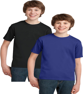ORATEES Boys Solid Pure Cotton Regular T Shirt(Multicolor, Pack of 2)