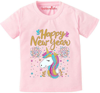 Babywish Boys & Girls Graphic Print Cotton Blend Regular T Shirt(Multicolor, Pack of 1)