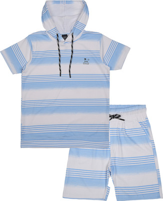 CAVIO Boys Striped Cotton Blend Regular T Shirt(Blue, Pack of 1)