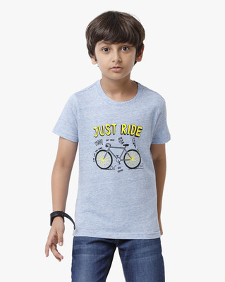 Codez Boys Printed Cotton Blend Regular T Shirt(Blue, Pack of 1)