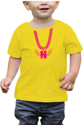RAINBOWTEES Baby Boys & Baby Girls Printed Pure Cotton Regular T Shirt(Yellow, Pack of 1)