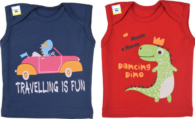 Toddylon Baby Boys & Baby Girls Printed Pure Cotton Regular T Shirt(Multicolor, Pack of 2)