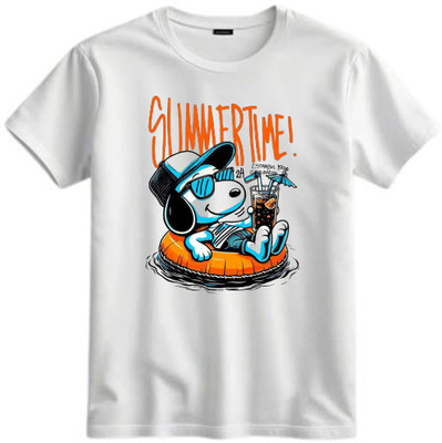 TAPA KON Boys & Girls Printed Polycotton Regular T Shirt(White, Pack of 1)