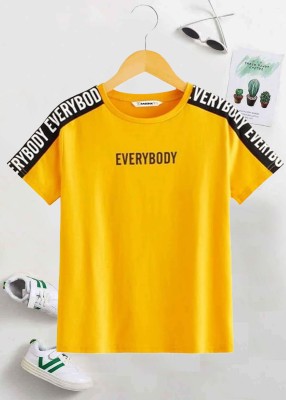 Dagcros Boys Printed Pure Cotton T Shirt(Yellow, Pack of 1)