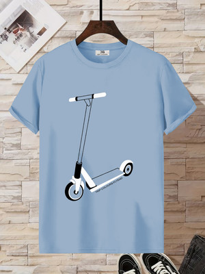 Trip colours Boys Solid, Printed, Graphic Print Cotton Blend Regular T Shirt(Light Blue, Pack of 1)