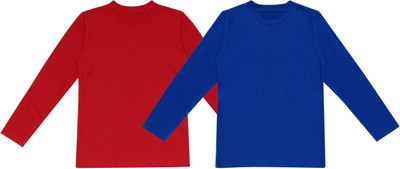 UNFLD Boys Solid Pure Cotton Regular T Shirt(Multicolor, Pack of 2)