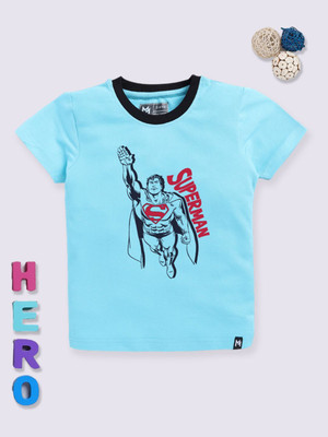 YK X Minute Mirth Boys Printed Pure Cotton Regular T Shirt(Blue, Pack of 1)