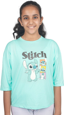 Yellowtoons Girls Printed Cotton Blend Regular T Shirt(Multicolor, Pack of 1)