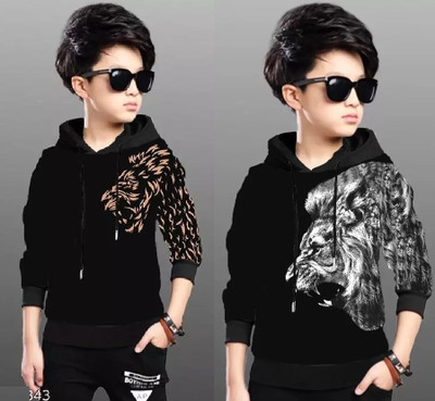 rotaqo Baby Boys & Baby Girls Graphic Print Cotton Blend Regular T Shirt(Black, Pack of 2)