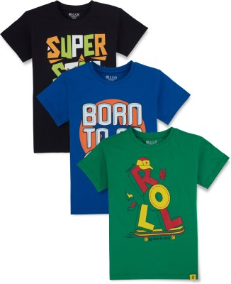 GINI & JONY Boys Printed Cotton Blend T Shirt(Multicolor, Pack of 3)