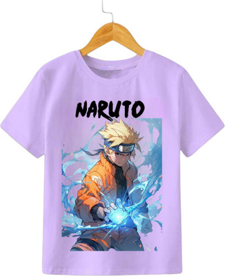 RASHCLOTHES Boys & Girls Printed Polycotton Regular T Shirt(Purple, Pack of 1)