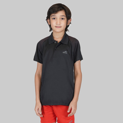 VECTOR X Boys Solid Polyester Regular T Shirt(Black, Pack of 1)