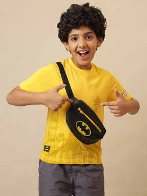 kidsville Boys Printed Pure Cotton Regular T Shirt(Yellow, Pack of 1)