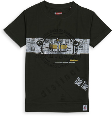 JACKBOY Boys Graphic Print Polycotton Regular T Shirt(Dark Green, Pack of 1)