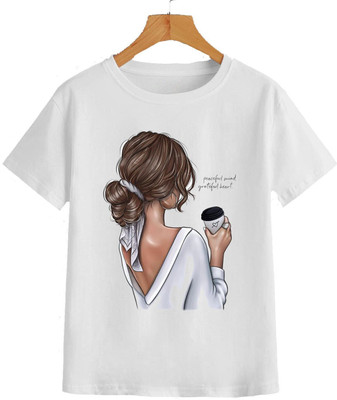 MAADHAV FASHIONS Boys & Girls Typography, Printed, Graphic Print Polyester Regular T Shirt(White, Pack of 1)