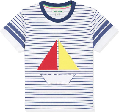 pilolo Boys Printed Pure Cotton Regular T Shirt(Blue, Pack of 1)