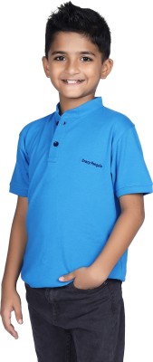 CRAZYPENGUIN ELITE Boys Solid Cotton Blend T Shirt(Blue, Pack of 1)
