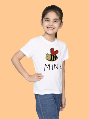 The cotton Baby Baby Girls Printed Pure Cotton Regular T Shirt(White, Pack of 1)