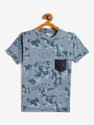 DUKE Boys Printed Cotton Blend Regular T Shirt(Grey, Pack of 1)