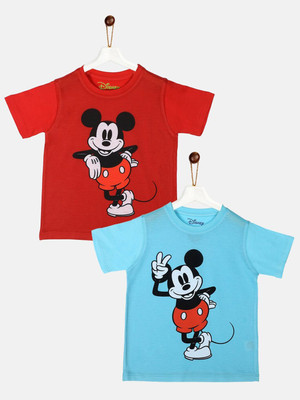 YK Disney Boys Printed Polyester Regular T Shirt(Multicolor, Pack of 2)