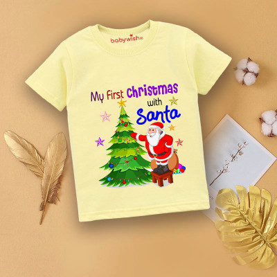 Babywish Boys & Girls Graphic Print Pure Cotton Regular T Shirt(Yellow, Pack of 1)