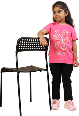 estuna Girls Graphic Print Pure Cotton Regular T Shirt(Pink, Pack of 1)