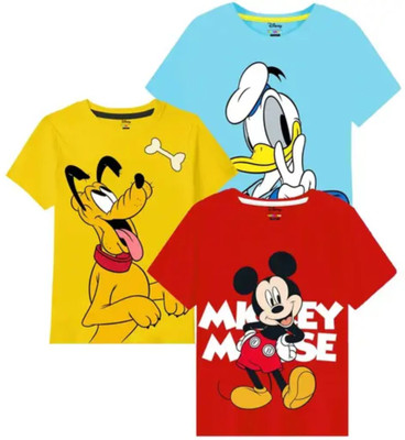 DISNEY BY MISS & CHIEF Boys Printed Cotton Blend Regular T Shirt(Multicolor, Pack of 3)