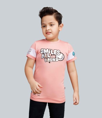 3PIN Boys Printed Cotton Blend T Shirt(Pink, Pack of 1)