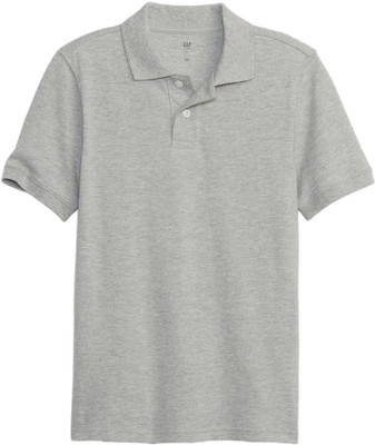 GAP Boys Solid Organic Cotton Regular T Shirt(Grey, Pack of 1)