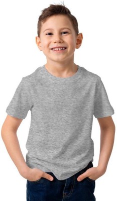 SmarTee Street Boys Solid Pure Cotton T Shirt(Grey, Pack of 1)